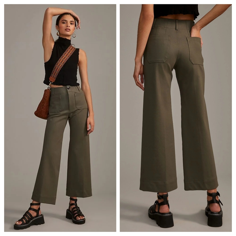 Anthropologie Colette Olive Cropped Pants Sz 25